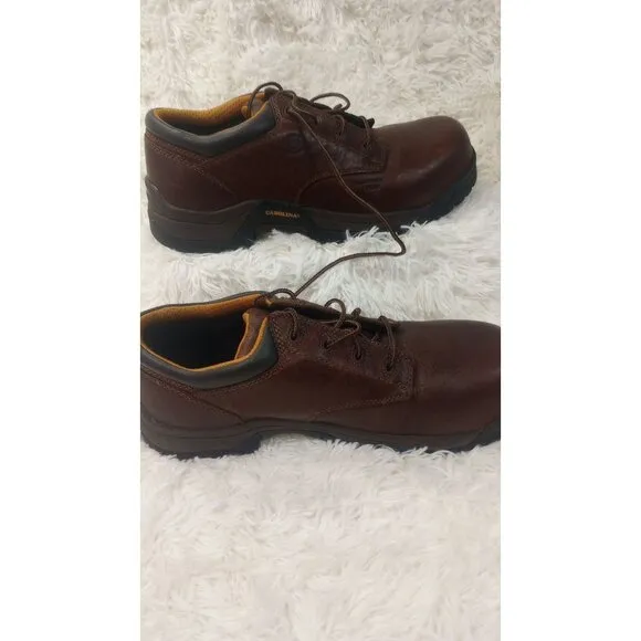 Carolina Mens Brown Leather Slip-Resistant Work Shoes Size 10.5 D