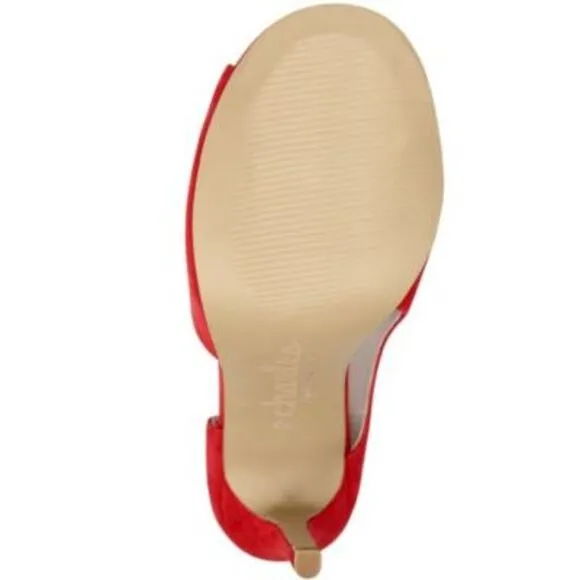CHARLES BY CHARLES DAVID Womens Red Raile Stiletto Slip On Leather Sandals 7 M