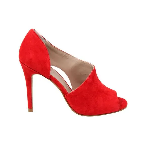 CHARLES BY CHARLES DAVID Womens Red Raile Stiletto Slip On Leather Sandals 7 M