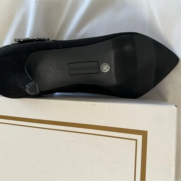 Charter Club Black Faux Suede Side Zip Medallion Booties NIB Size 6.5