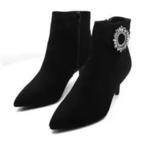 Charter Club Black Faux Suede Side Zip Medallion Booties NIB Size 6.5