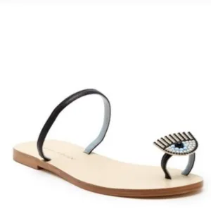 CHIARA FERRAGNI Flirting Leather Toe Ring Sandals