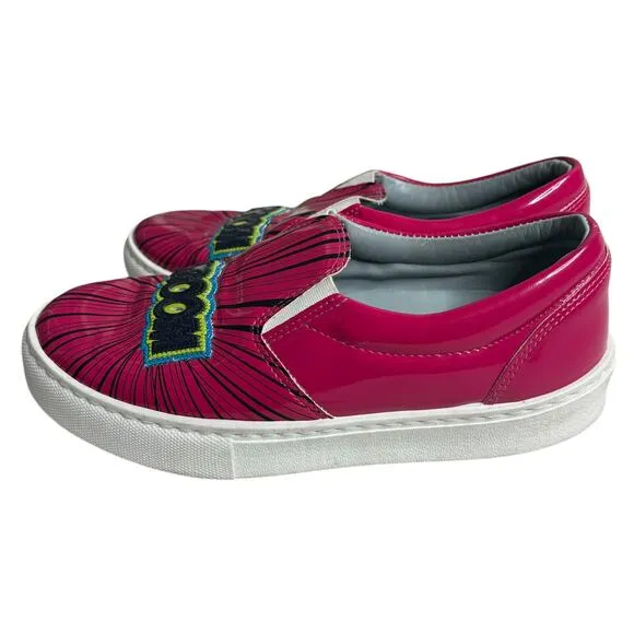 Chiara Ferragni Vroom Patent Leather Slip On Sneakers Pink Size 7