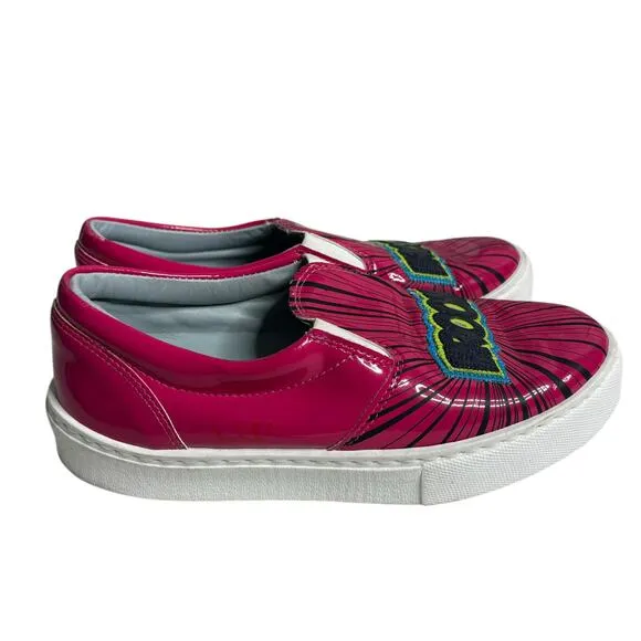 Chiara Ferragni Vroom Patent Leather Slip On Sneakers Pink Size 7