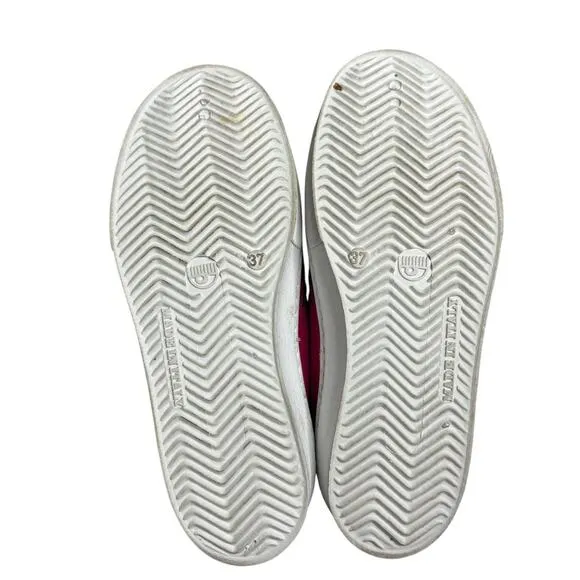 Chiara Ferragni Vroom Patent Leather Slip On Sneakers Pink Size 7