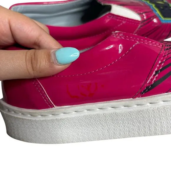 Chiara Ferragni Vroom Patent Leather Slip On Sneakers Pink Size 7