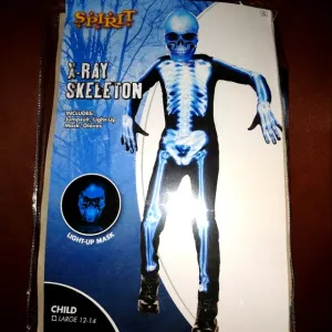 Child's Large 12-14 Spirit Halloween Light up Skeleton Costume