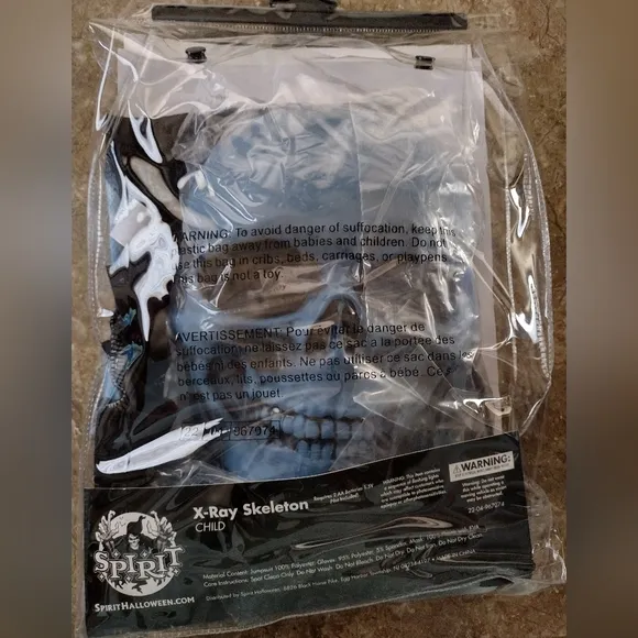 Child's Large 12-14 Spirit Halloween Light up Skeleton Costume