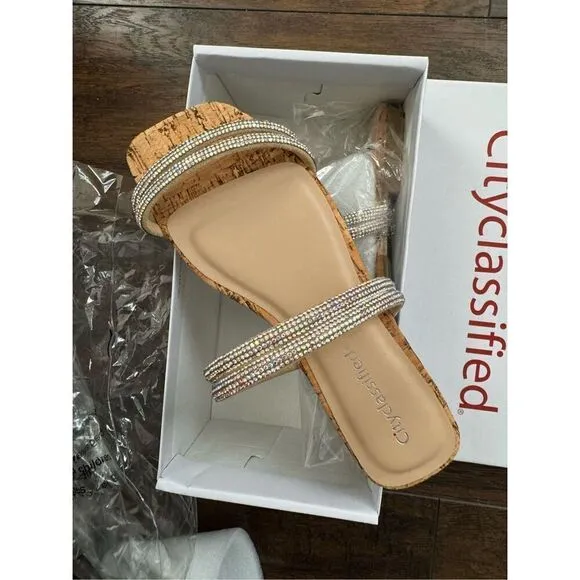 City Classified Rhinestone Sandals Size 7