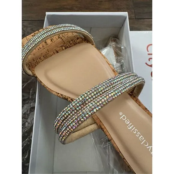 City Classified Rhinestone Sandals Size 7