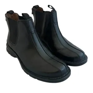 Clarks Black Leather Slip On Ankle Boots Chukka Pull-On Casual Dress Size 9 Mens