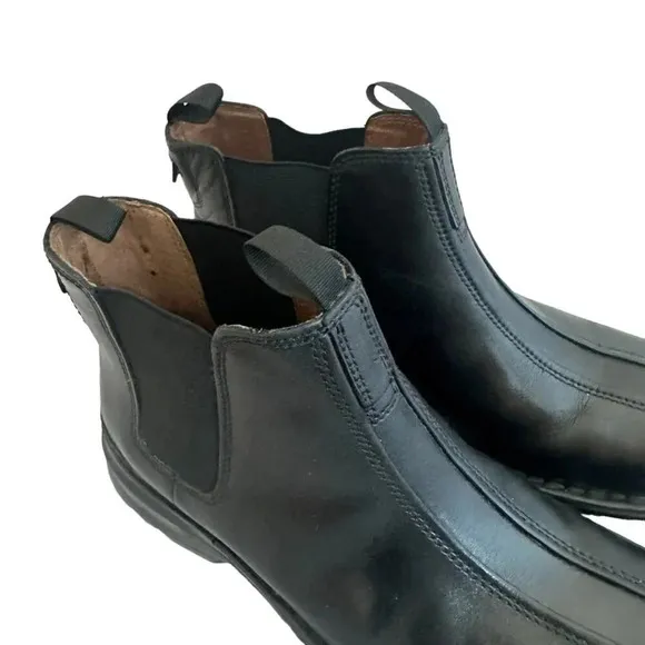 Clarks Black Leather Slip On Ankle Boots Chukka Pull-On Casual Dress Size 9 Mens