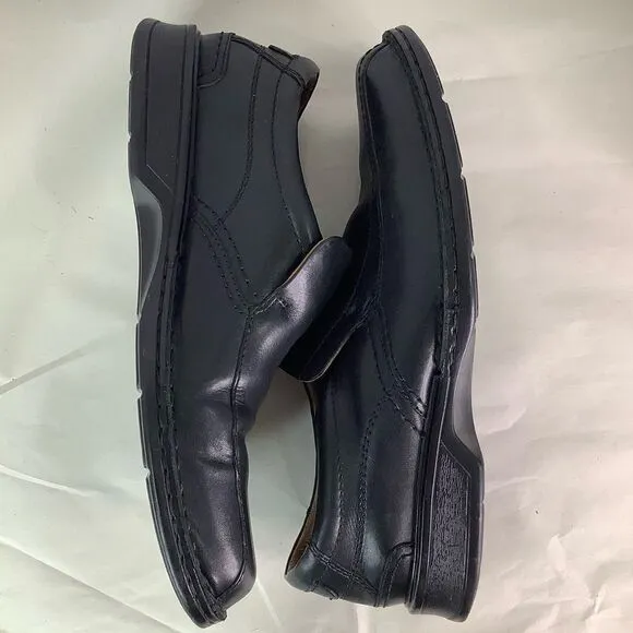 CLARKS COLLECTION Cushion Ortholite Black Leather Oxford Slip On Shoes Sz 11