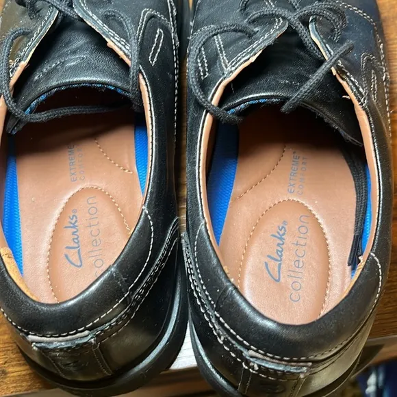 CLARKS Malwood Lace Up Oxford Shoes Black Cushion Comfy Career Professional