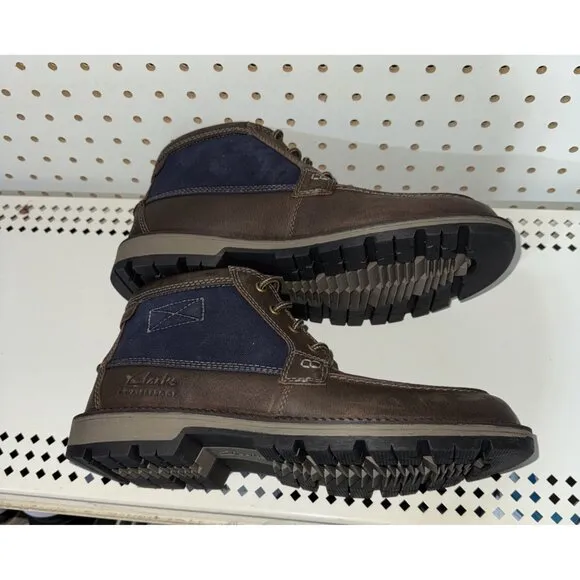 Clarks Maplewalk Moc Mens Leather WP Lace Up Casual Chukka Boots Size 9 Brown