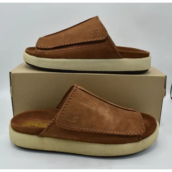 Clarks Mens Size 11.5 Overleigh Cola Suede Slip On Slide Sandals