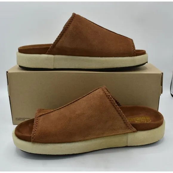 Clarks Mens Size 11.5 Overleigh Cola Suede Slip On Slide Sandals