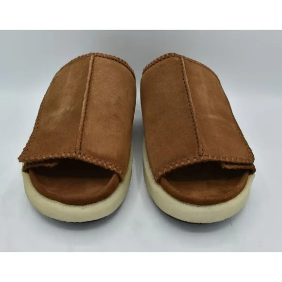 Clarks Mens Size 11.5 Overleigh Cola Suede Slip On Slide Sandals