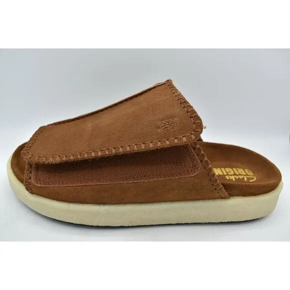 Clarks Mens Size 11.5 Overleigh Cola Suede Slip On Slide Sandals