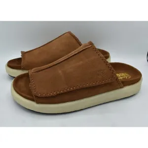 Clarks Mens Size 11.5 Overleigh Cola Suede Slip On Slide Sandals