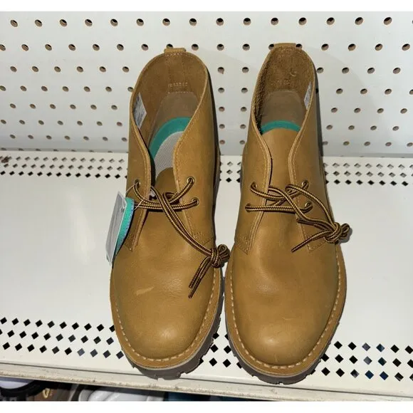 Clarks Overdale Mid Mens Leather Lace Up Casual Chukka Boots Size 8.5 M Tan