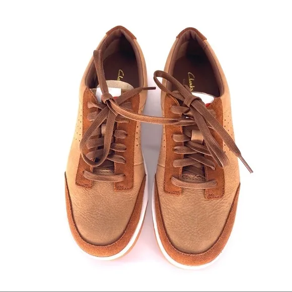 Clarks Retro Inspired Leather Shoes Tan Size 7.5M