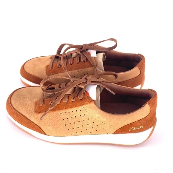 Clarks Retro Inspired Leather Shoes Tan Size 7.5M