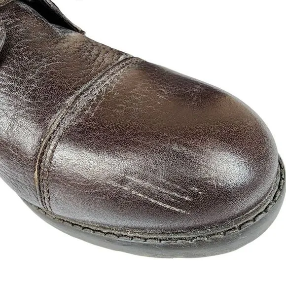 Clarks- Women's Swansea Ledge Dark brown Leather Moto Combat Boots, Size 9