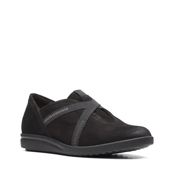 Clarks Womens Tamzen Step Black Leather Casual Comfort Slip-On Shoes 5.5 M NEW