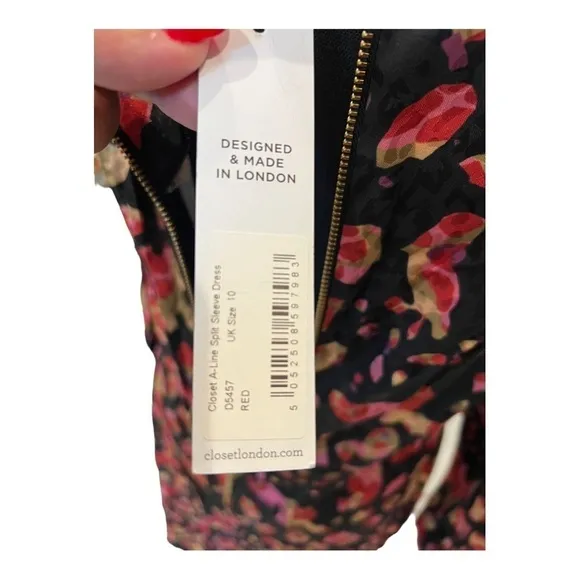 Closet London red split sleeve A-line dress 6 NWT