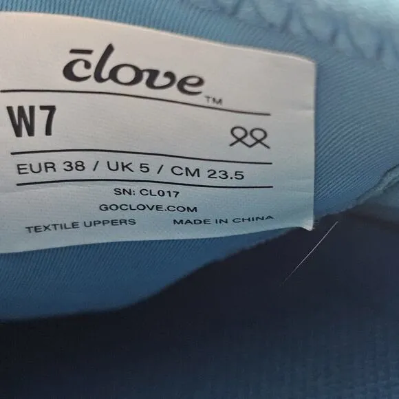 clove shoes size 7 uk 5 eu 38 cerulean light blue