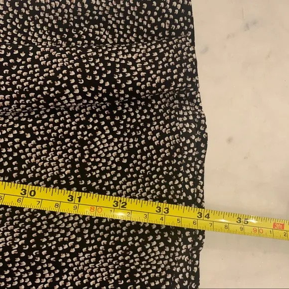 Club Monaco black and cream dots silk V neck Dress with  pockets