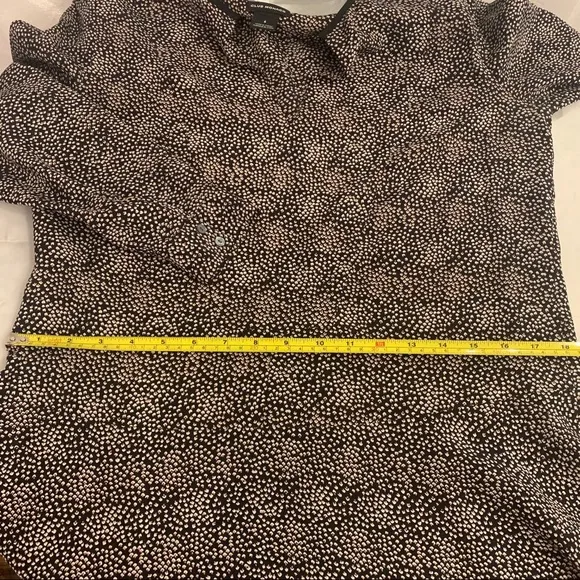 Club Monaco black and cream dots silk V neck Dress with  pockets
