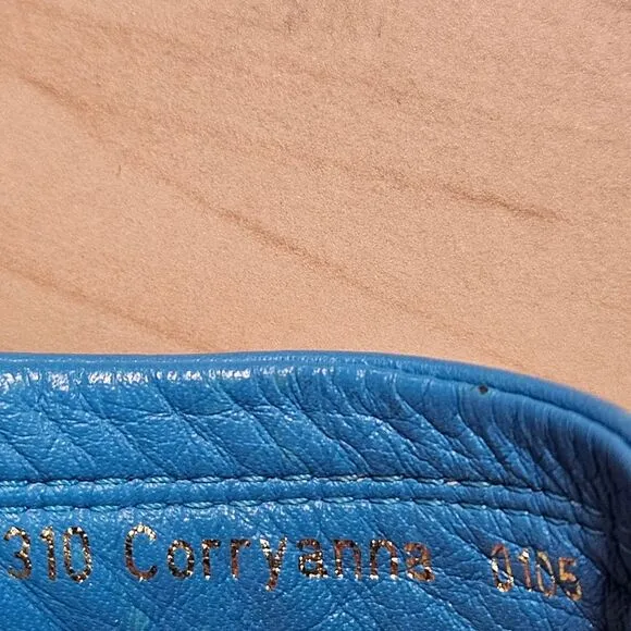 Coach Aqua Corryanna Nappa Sateen &amp; Leather Slip On 4 Inch Wedge Sandals
