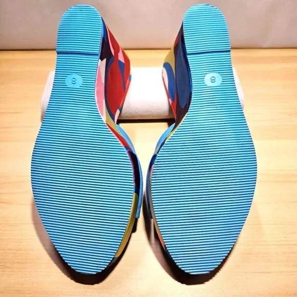 Coach Aqua Corryanna Nappa Sateen &amp; Leather Slip On 4 Inch Wedge Sandals