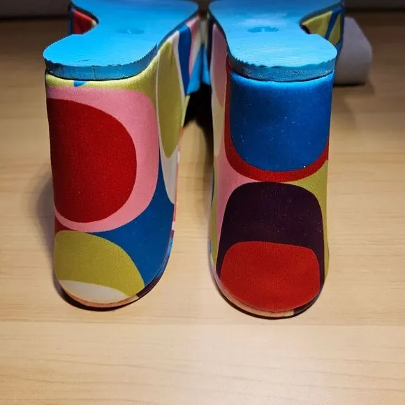 Coach Aqua Corryanna Nappa Sateen &amp; Leather Slip On 4 Inch Wedge Sandals
