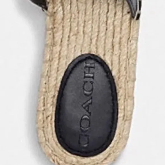 COACH  Black Leather Espadrille Sandals