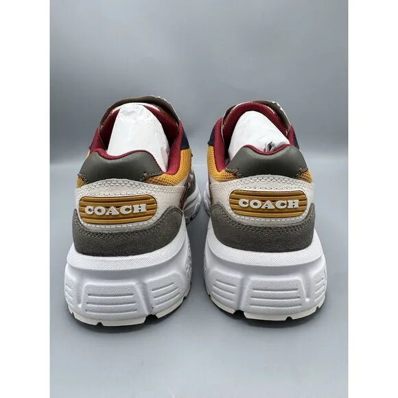 COACH Men's C301 Suede And Leather Sneakers, Green/Buttercup, Size 8.5 D