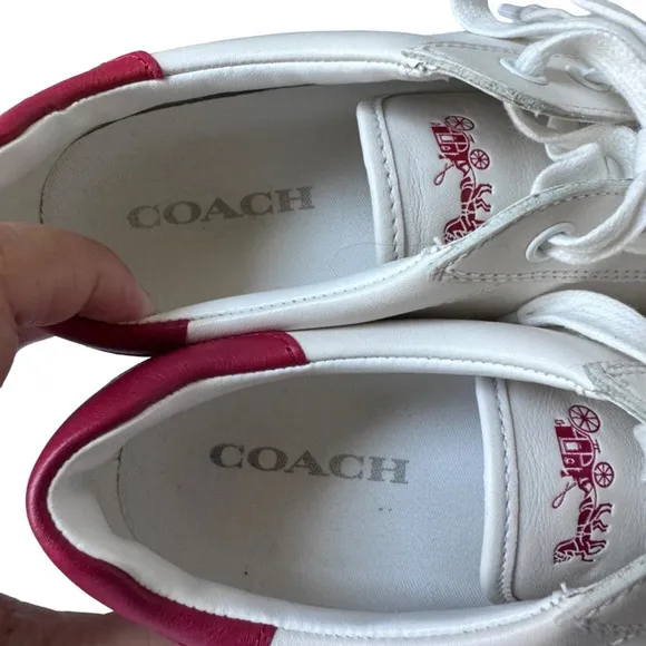 Coach Porter White and Red Low-top Lace-up Sneaker Size 9.5 EUR 40