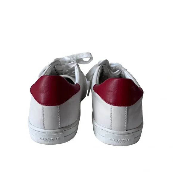 Coach Porter White and Red Low-top Lace-up Sneaker Size 9.5 EUR 40