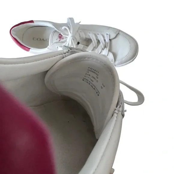 Coach Porter White and Red Low-top Lace-up Sneaker Size 9.5 EUR 40