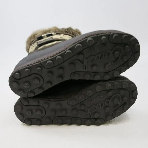 Coach Signature Mariette Fur Trim Canvas Boots Size 5.5 M