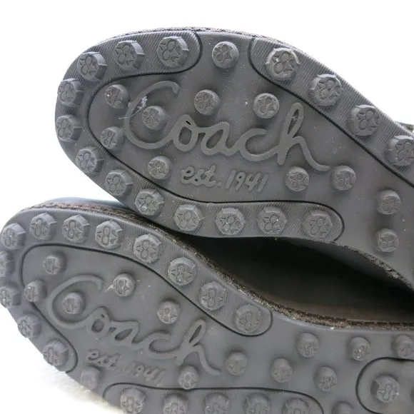 Coach Signature Mariette Fur Trim Canvas Boots Size 5.5 M