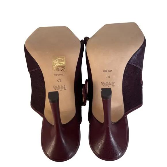 Coach The Kyle Calf Hair Leather Heeled Sandals Women Size 8.5