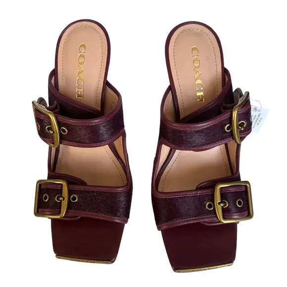 Coach The Kyle Calf Hair Leather Heeled Sandals Women Size 8.5