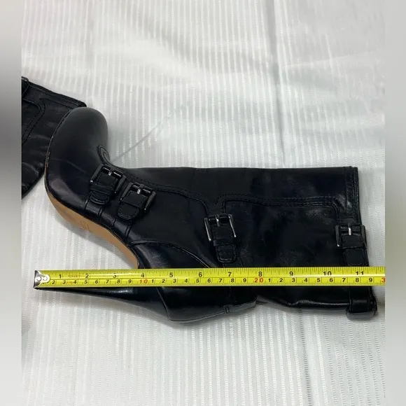 COACH Womens Marsha Mid Calf Black Leather High Heel Booties Boots sz 8