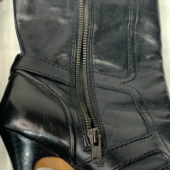 COACH Womens Marsha Mid Calf Black Leather High Heel Booties Boots sz 8