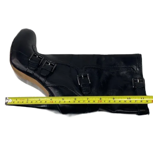 COACH Womens Marsha Mid Calf Black Leather High Heel Booties Boots sz 8