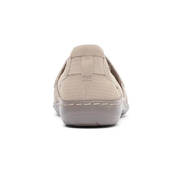 COBB HILL PENFIELD LEATHER STRAPPY WOVEN SLIP ON LOAFERS DOVE NOB SZ 7.5 EE