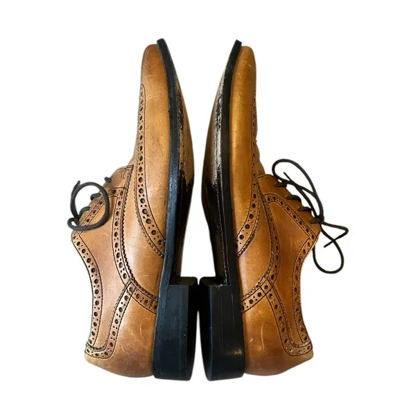 Cole Haan Air Giraldo Wingtip Tan Leather Oxford Dress Shoes C09303 Mens 8.5
